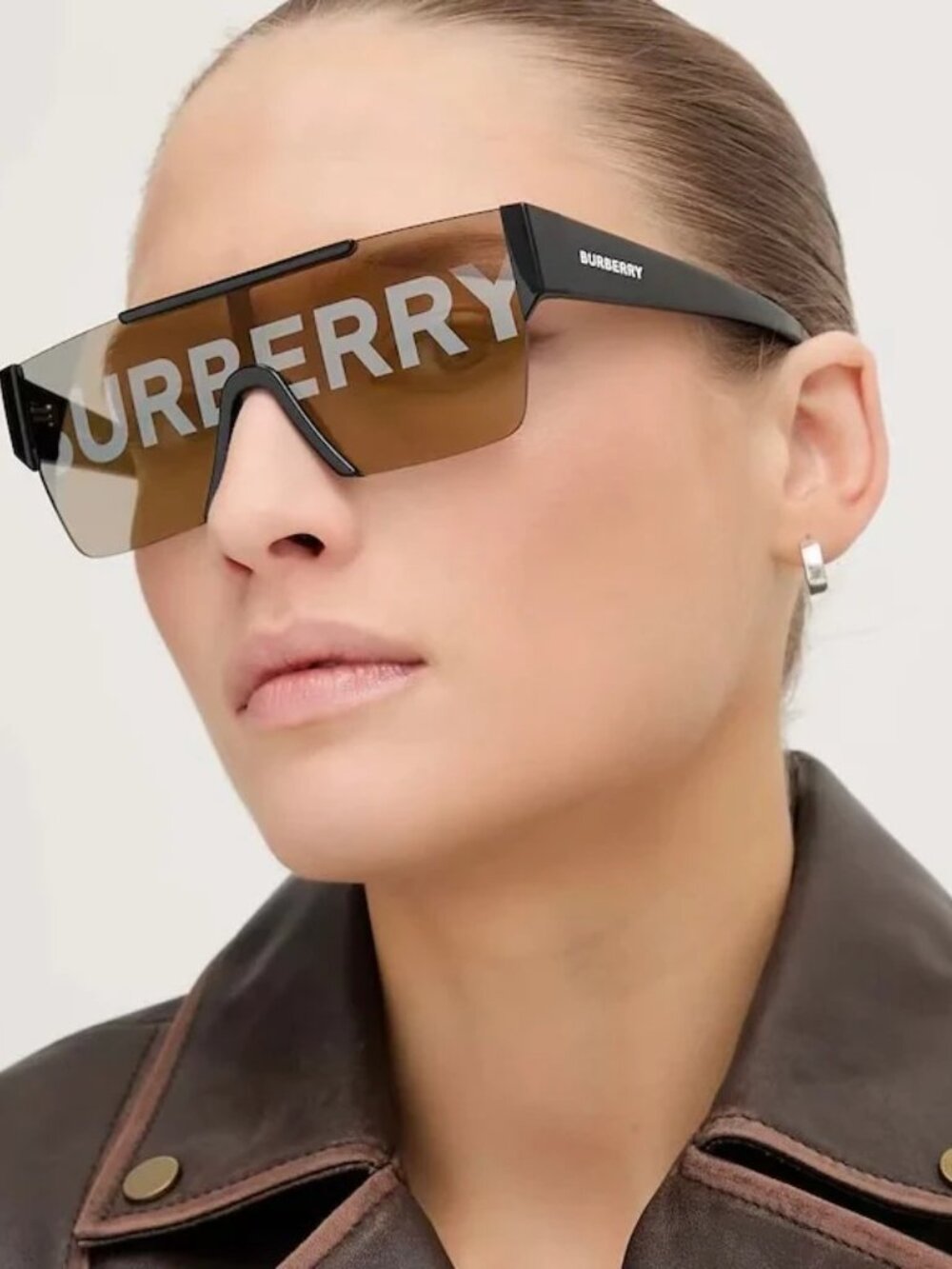NWT BURBERRY SUNGLASSES BLACK GOLD SHIELD MEN EYEWEAR BURBERRY
